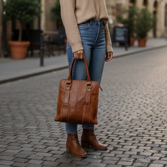 Kate Landry Purse Travel Tote Bag Leather - Picture 1 of 13